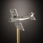 Art Deco Diamond and Onyx Airplane Stickpin, c.1925.
