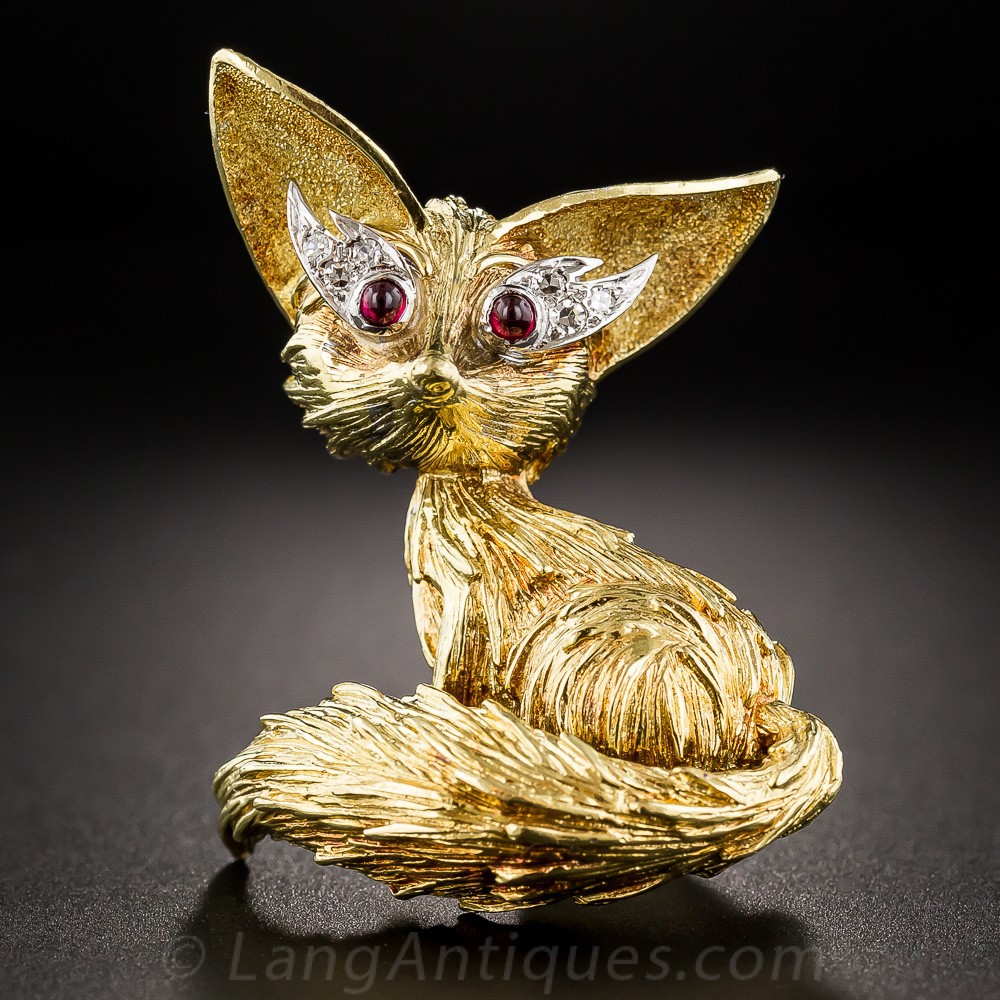 18k Gold Fox Pin