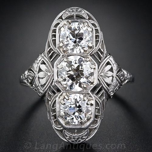 Edwardian Three-Stone Dinner Ring