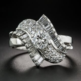 .87 Carat Mid-Century Platinum and Diamond Cocktail Ring - 7