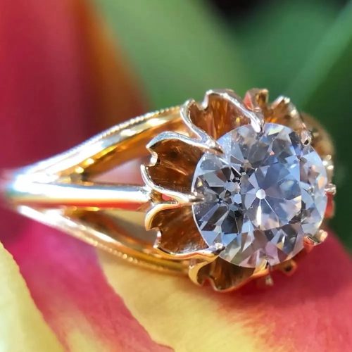 Lang Collection Vintage-Inspired Ring with European-Cut Diamond.