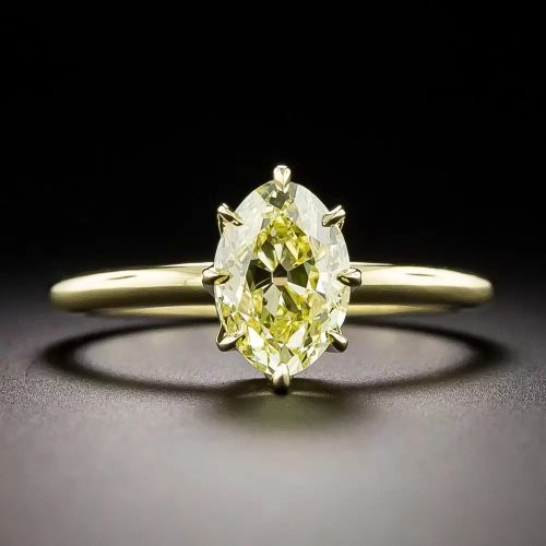 Lang Collection Solitaire with 1920s Yellow ‘Moval’ Diamond.