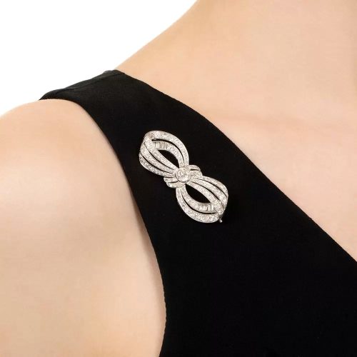 Art Deco Diamond Bow Brooch.