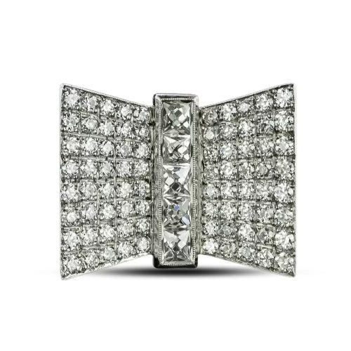 Estate Diamond Geometric Bow Ring.