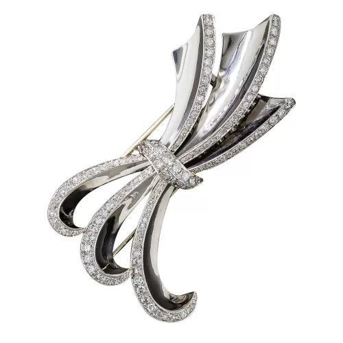 Art Deco/Retro Platinum, Diamond Bow Brooch.