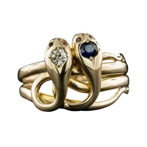 Love Victorian Style Blog Victorian Diamond and Sapphire Double Snake Ring.