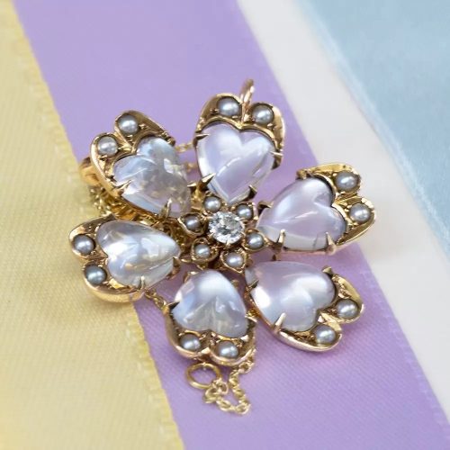 Love Victorian Style Blog Victorian Moonstone, Diamond, and Pearl Brooch.