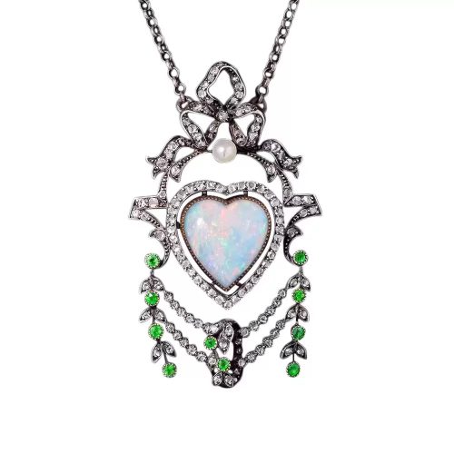 Love Victorian Style Blog Victorian Opal, Diamond, and Demantoid Pendant.
