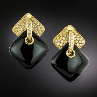Aldo Cipullo/Cartier Onyx and Diamond Dangle Earrings - 3