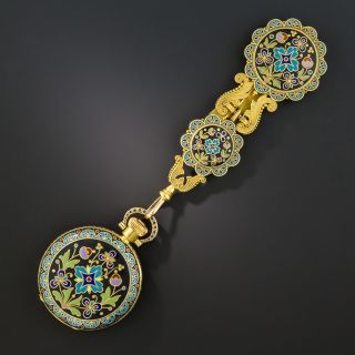 Antique 18K Cloisonné Enamel Pocket Watch and Chatelaine by Braverman & Levy of San Francisco - 1