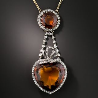 Antique Citrine and Diamond Necklace, French - 2
