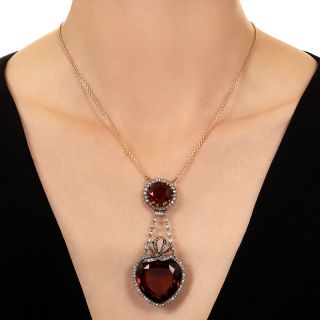 Antique Citrine and Diamond Necklace, French