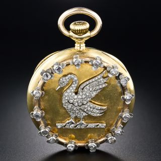Antique Diamond Swan Pendant Watch - 1