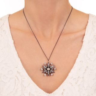 Antique French Diamond Star Necklace/Brooch