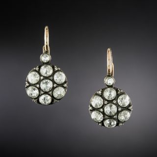 Antique-Style Diamond Flower Earrings - 2