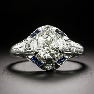 Art Deco 1.03 Carat Diamond and Sapphire* Ring - GIA N SI1 - 7