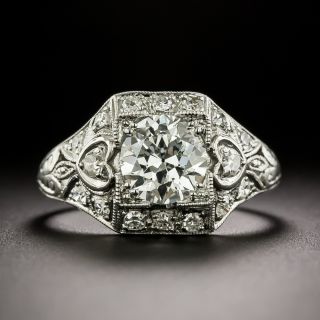 Art Deco 1.08 Carat Diamond Platinum Engagement Ring - GIA F SI1 - 2