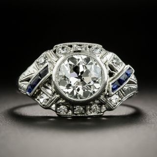Art Deco 1.30 Carat Diamond and *Sapphire Engagement Ring - 2