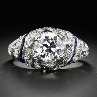 Art Deco 1.53 Carat Diamond and *Sapphire Engagement Ring - GIA J VS1 - 6