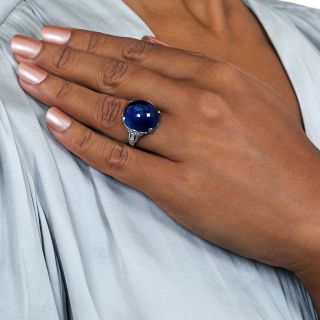 Art Deco 26.05 Carat Burmese Sapphire and Diamond Ring