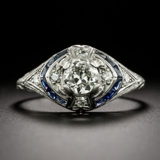 Art Deco .45 Carat Diamond and Sapphire Ring by Hartzberg - 3