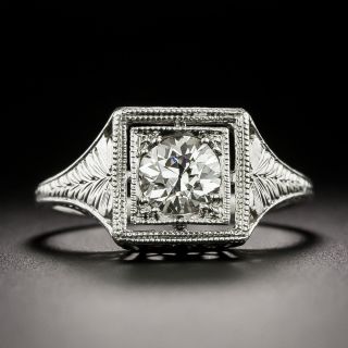 Art Deco .60 Carat Solitaire Diamond Engagement Ring  - 3