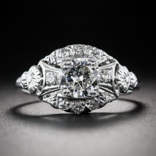 Art Deco .70 Carat Diamond Platinum Engagement Ring - 1