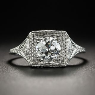 Art Deco .78 Carat Diamond Solitaire Engagement Ring - GIA G SI1 - 1