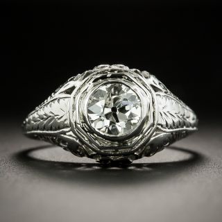 Art Deco .82 Carat Solitaire Diamond Ring by J.L. Herzog  - 1