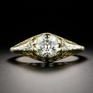 Art Deco .95 Carat Diamond Filigree Ring - GIA H VS2   - 3