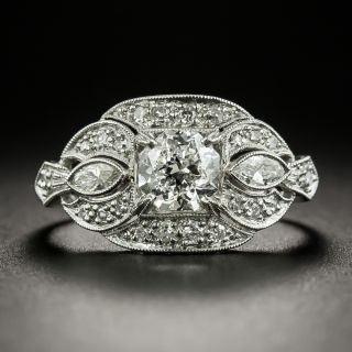 Art Deco .98 Carat Octagonal-Cut Diamond Engagement Ring - GIA J SI2 - 1