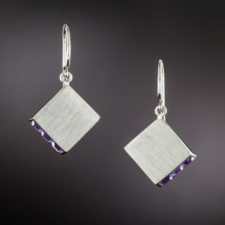 Art Deco Amethyst Wedge Dangle Earrings - 4