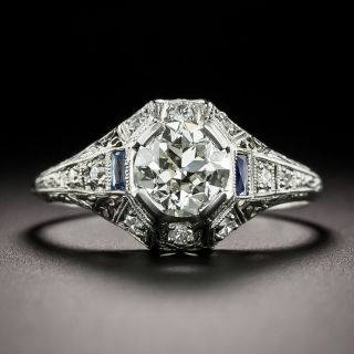 Art Deco Diamond and Calibre Sapphire* Engagement Ring - GIA K VS1 - 3