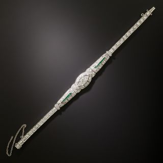 Art Deco Diamond and Emerald Bracelet - 3
