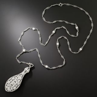 Art Deco Diamond and Onyx Lorgnette Necklace - 4