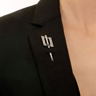 Art Deco Diamond and Sapphire* Jabot Pin