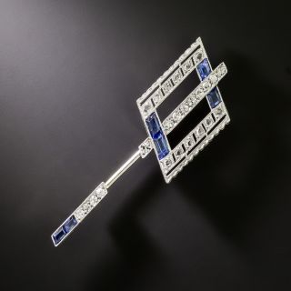 Art Deco Diamond and Sapphire* Jabot Pin - 2