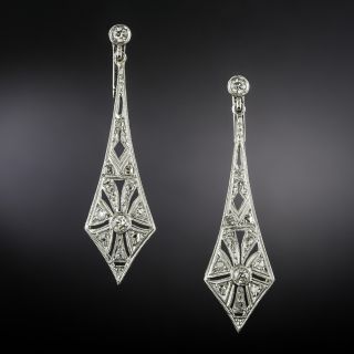 Art Deco Diamond Dangle Earrings - 2