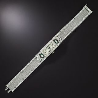 Art Deco Diamond Platinum Mesh Watch - 4