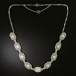 Art Deco Filigree Diamond Necklace - 2