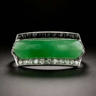 Art Deco Marsh & Co. Jade, Diamond and Onyx Ring - 3