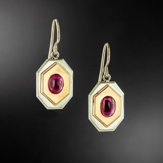 Art Deco No-Heat Burmese Ruby Drop Earrings - 4