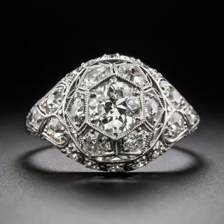 Art Deco Platinum Diamond Dome Ring - 2