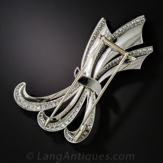Art Deco/Retro Platinum Diamond Bow Brooch