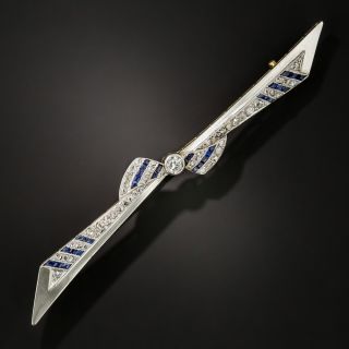 Art Deco Sapphire* and Diamond Bow Pin - 6