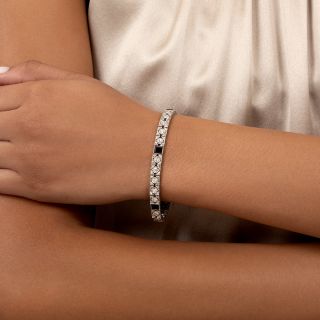 Art Deco Square Sapphire and Diamond Platinum Bracelet