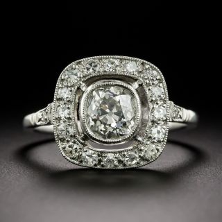 Art Deco-Style 1.09 Carat Old Mine Cut Diamond Halo Ring - GIA I I1 - 3