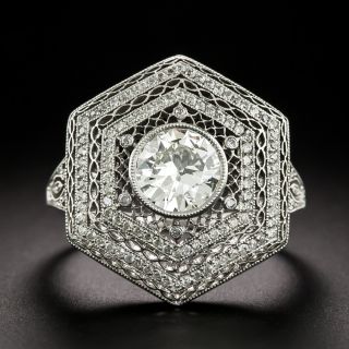 Art Deco-Style 1.11 Carat Diamond Hexagonal Ring - GIA M VS2 - 3