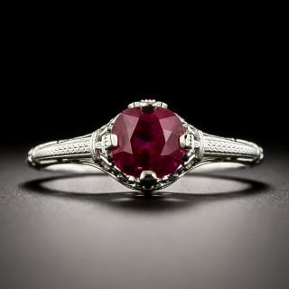 Art Deco-Style 1.24 Carat Burmese Ruby Solitaire Ring - GIA - 3