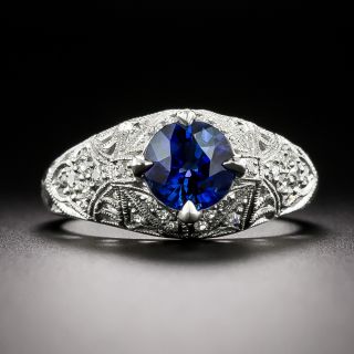 Art Deco-Style 1.42 Carat Sapphire and Diamond Ring - GIA - 2